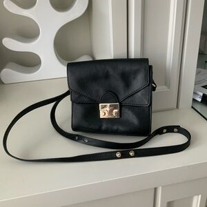 LOEFFLER RANDALL Black Classic Small Smooth Leather Crossbody Bag Purse Women’s